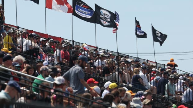 Fans turned out to support the first IndyCar temporary street course race on the streets of Detroit. Photo courtesy IndyCar/Chris Owens.